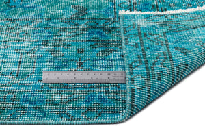 Turquoise Over Dyed Vintage Rug 5'3'' x 8'10'' ft 161 x 268 cm
