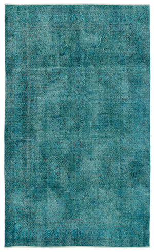 Turquoise Over Dyed Vintage Rug 5'3'' x 8'10'' ft 161 x 268 cm