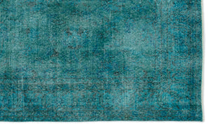 Turquoise Over Dyed Vintage Rug 5'3'' x 8'10'' ft 161 x 268 cm