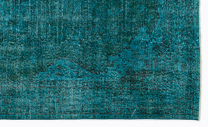 Turquoise Over Dyed Vintage Rug 5'4'' x 8'11'' ft 162 x 271 cm
