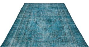 Turquoise Over Dyed Vintage Rug 5'10'' x 9'6'' ft 178 x 290 cm