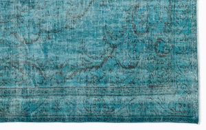 Turquoise Over Dyed Vintage Rug 5'10'' x 9'6'' ft 178 x 290 cm