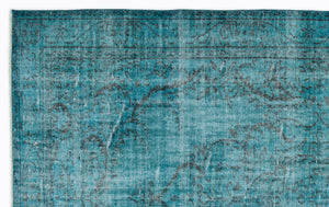 Turquoise Over Dyed Vintage Rug 5'10'' x 9'6'' ft 178 x 290 cm