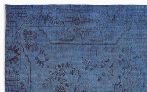 Traditional Design Blue Over Dyed Vintage Rug 5'3'' x 8'8'' ft 160 x 265 cm