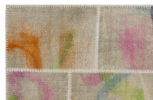 Retro Over Dyed Patchwork Unique Rug 3'11'' x 5'11'' ft 120 x 180 cm