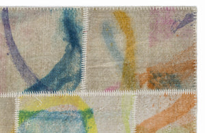 Retro Over Dyed Patchwork Unique Rug 3'11'' x 5'11'' ft 120 x 180 cm