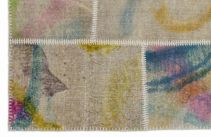 Retro Over Dyed Patchwork Unique Rug 3'11'' x 5'11'' ft 120 x 180 cm