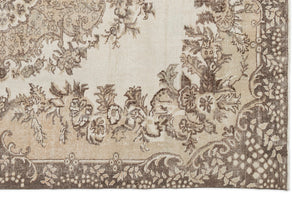 Beige Over Dyed Vintage Rug 6'5'' x 9'8'' ft 195 x 295 cm