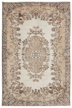 Beige Over Dyed Vintage Rug 6'5'' x 9'8'' ft 195 x 295 cm