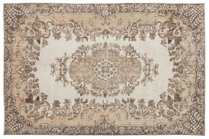 Beige Over Dyed Vintage Rug 6'5'' x 9'8'' ft 195 x 295 cm