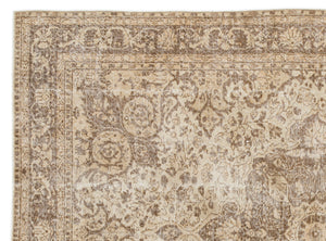 Beige Over Dyed Vintage Rug 7'2'' x 9'11'' ft 219 x 301 cm