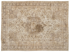 Beige Over Dyed Vintage Rug 7'2'' x 9'11'' ft 219 x 301 cm