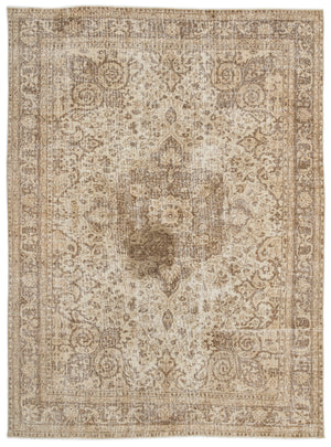 Beige Over Dyed Vintage Rug 7'2'' x 9'11'' ft 219 x 301 cm