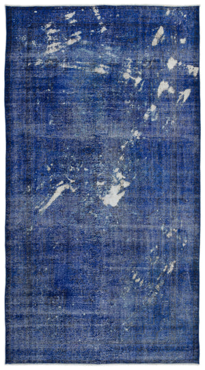 Blue Over Dyed Vintage Rug 5'2'' x 9'7'' ft 157 x 292 cm