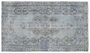 Traditional Design Stone Blue Over Dyed Vintage Rug 5'5'' x 8'11'' ft 166 x 273 cm