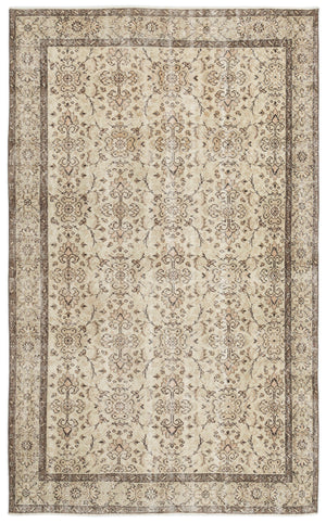 Beige Over Dyed Vintage Rug 5'9'' x 9'1'' ft 174 x 278 cm