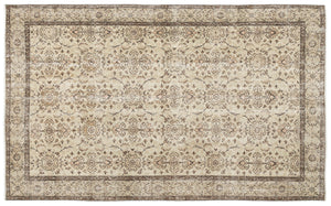 Beige Over Dyed Vintage Rug 5'9'' x 9'1'' ft 174 x 278 cm