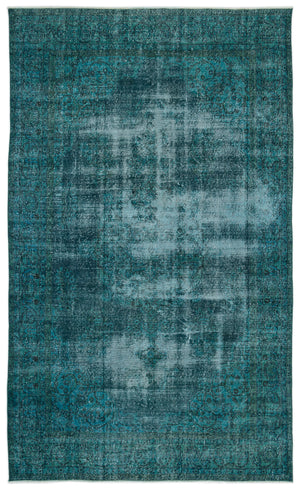 Turquoise Over Dyed Vintage Rug 6'6'' x 10'11'' ft 197 x 334 cm