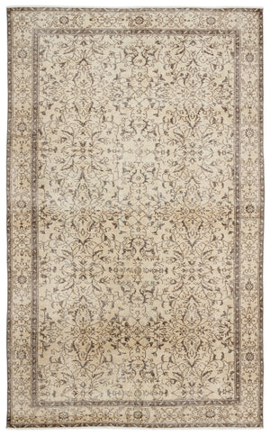 Beige Over Dyed Vintage Rug 6'1'' x 9'11'' ft 186 x 302 cm