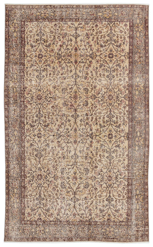Beige Over Dyed Vintage Rug 5'1'' x 8'8'' ft 156 x 263 cm