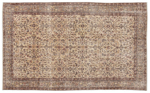 Beige Over Dyed Vintage Rug 5'1'' x 8'8'' ft 156 x 263 cm