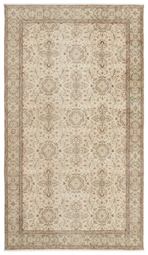 Beige Over Dyed Vintage Rug 4'12'' x 8'11'' ft 152 x 272 cm