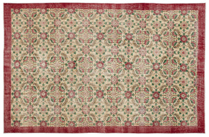Retro Over Dyed Vintage Rug 6'7'' x 10'6'' ft 200 x 320 cm
