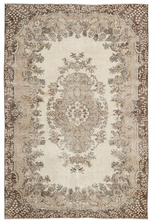 Beige Over Dyed Vintage Rug 6'5'' x 9'9'' ft 195 x 296 cm