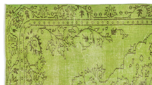 Green Over Dyed Vintage Rug 4'10'' x 8'11'' ft 148 x 271 cm