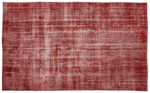 Red Over Dyed Vintage Rug 5'8'' x 9'2'' ft 173 x 280 cm