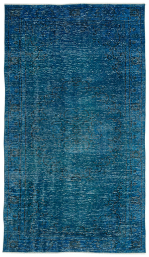 Turquoise Over Dyed Vintage Rug 5'1'' x 8'10'' ft 154 x 268 cm
