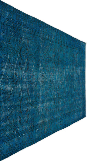 Turquoise  Over Dyed Vintage Rug 5'3'' x 8'9'' ft 160 x 266 cm