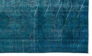 Turquoise  Over Dyed Vintage Rug 5'3'' x 8'9'' ft 160 x 266 cm
