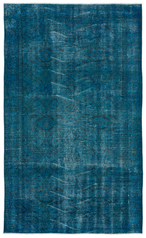 Turquoise  Over Dyed Vintage Rug 5'3'' x 8'9'' ft 160 x 266 cm