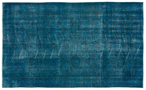 Turquoise  Over Dyed Vintage Rug 5'3'' x 8'9'' ft 160 x 266 cm