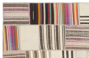 Striped Over Dyed Kilim Patchwork Unique Rug 5'3'' x 7'7'' ft 160 x 230 cm