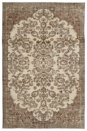 Beige Over Dyed Vintage Rug 6'4'' x 9'9'' ft 194 x 298 cm