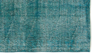 Turquoise Over Dyed Vintage Rug 3'10'' x 6'9'' ft 118 x 207 cm