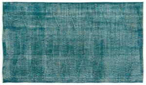 Turquoise Over Dyed Vintage Rug 3'10'' x 6'9'' ft 118 x 207 cm