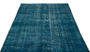 Turquoise Over Dyed Vintage Rug 4'5'' x 7'6'' ft 135 x 229 cm