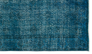 Turquoise Over Dyed Vintage Rug 4'5'' x 7'6'' ft 135 x 229 cm