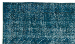Turquoise Over Dyed Vintage Rug 4'5'' x 7'6'' ft 135 x 229 cm