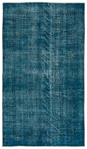 Turquoise Over Dyed Vintage Rug 4'5'' x 7'6'' ft 135 x 229 cm