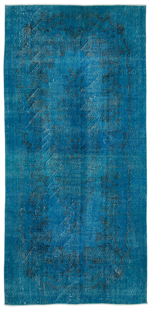 Turquoise Over Dyed Vintage Rug 5'5'' x 11'1'' ft 165 x 338 cm