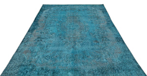 Turquoise Over Dyed Vintage Rug 5'11'' x 9'5'' ft 180 x 288 cm