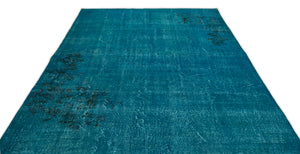 Turquoise Over Dyed Vintage Rug 6'9'' x 10'4'' ft 205 x 316 cm