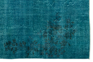 Turquoise Over Dyed Vintage Rug 6'9'' x 10'4'' ft 205 x 316 cm
