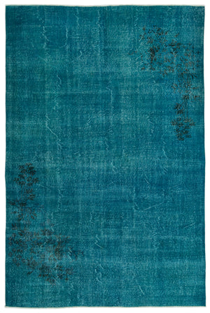 Turquoise Over Dyed Vintage Rug 6'9'' x 10'4'' ft 205 x 316 cm