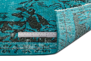 Turquoise Over Dyed Vintage Rug 5'10'' x 8'8'' ft 178 x 265 cm