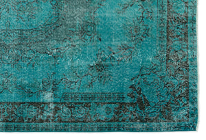 Turquoise Over Dyed Vintage Rug 5'10'' x 8'8'' ft 178 x 265 cm
